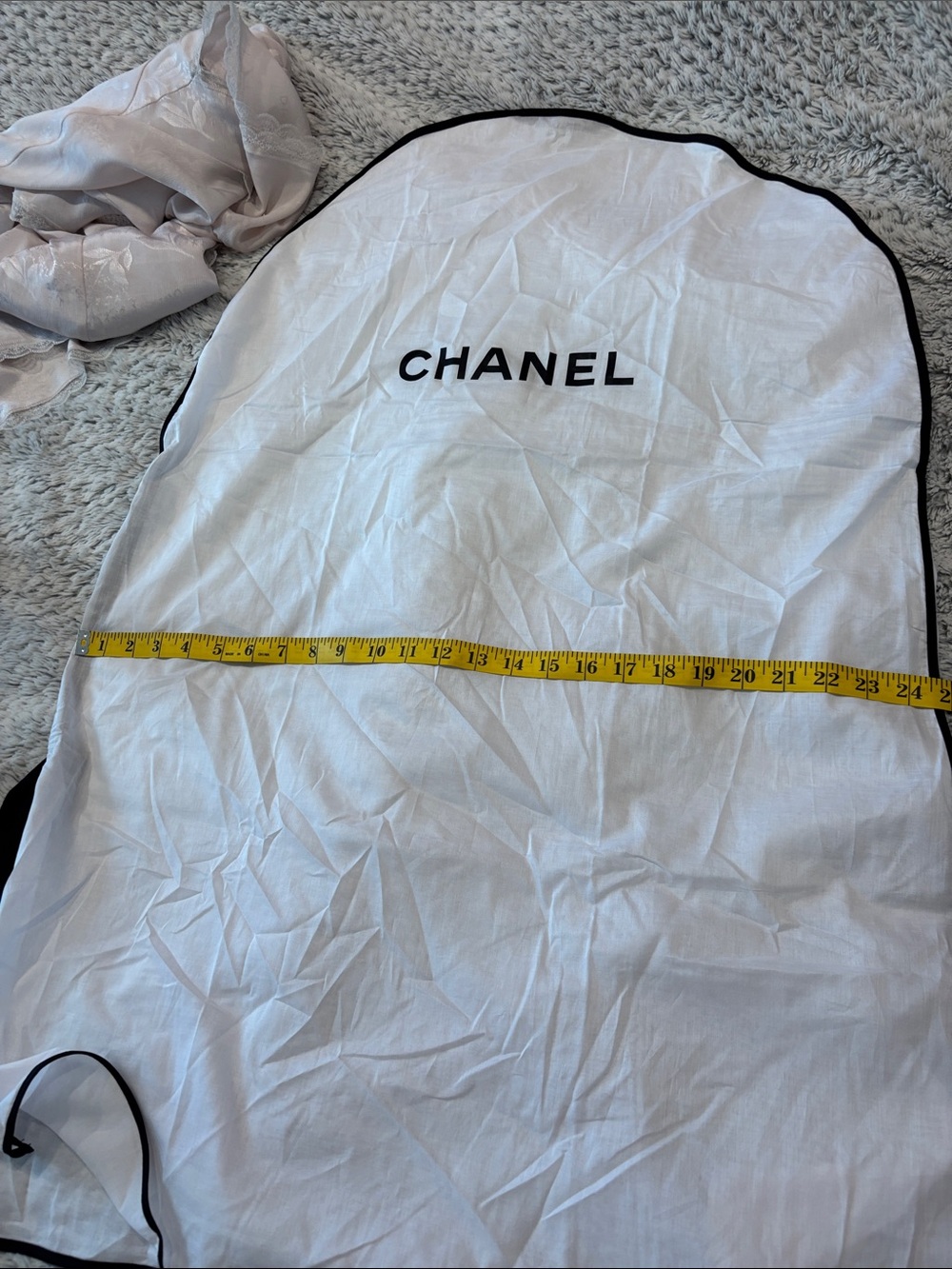 CHANEL White Garment Cover with Black Trim - Picture 3 of 4